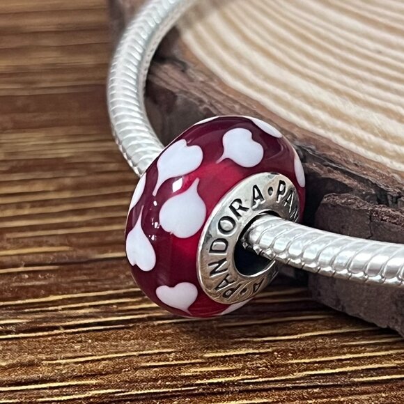 Pandora Jewelry - Pandora Red love Pink Hearts New Murano Glass Bead Charm